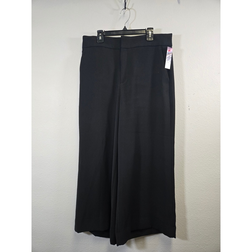Banana Republic Black Wide Leg Cropped Professional Trouser Pants Size 8 - Picture 2 of 7